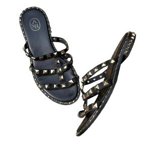 ASH Black & Gold Studded sandals size 37 US Size 6.5/7 GUC